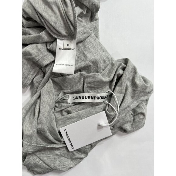 SUNBURN PROJECT Tie Sleeveless Hoodie One-Piece in Melange Grey - Picture 4 of 4